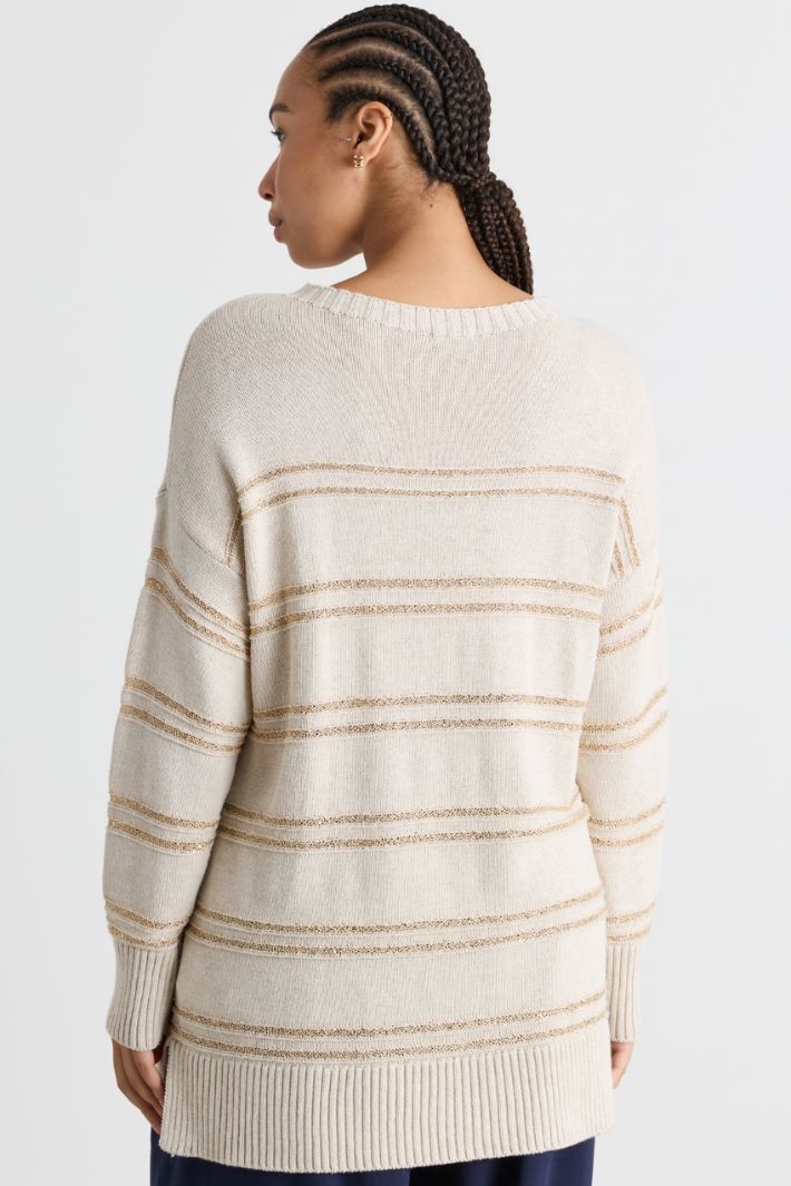 Maglia con paillettes - BEIGE ORO - Intrend - 4