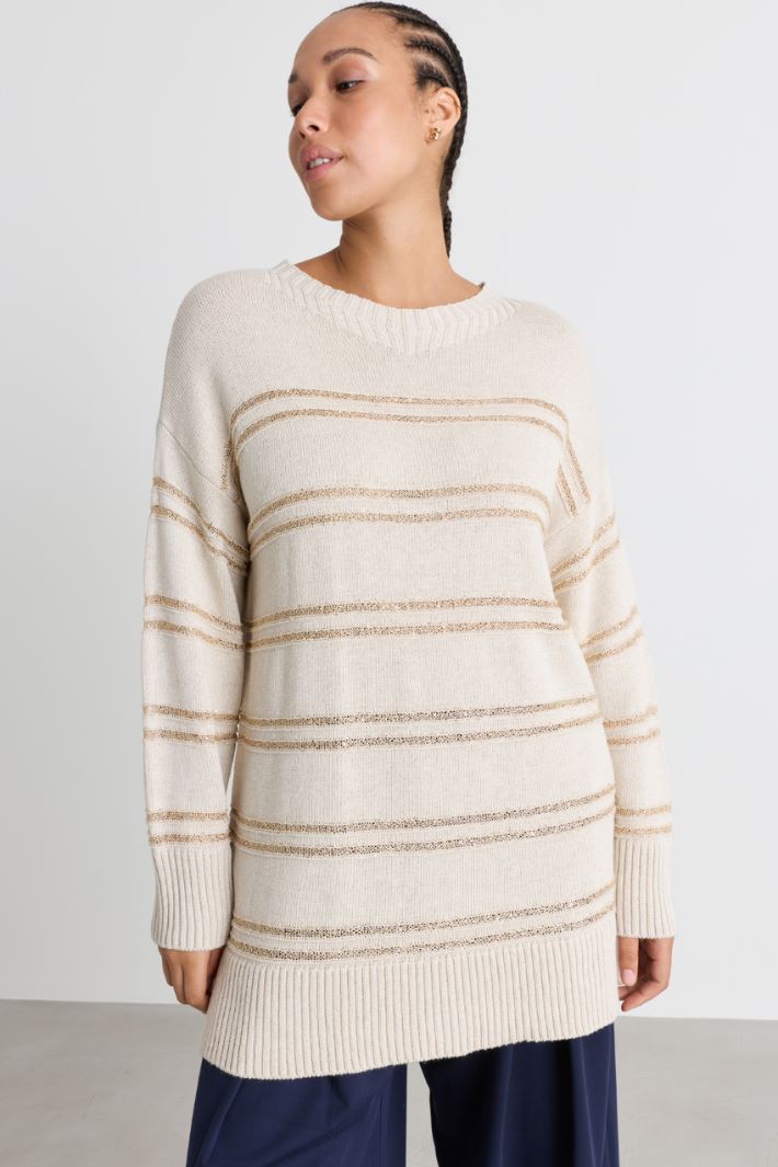 Maglia con paillettes - BEIGE ORO - Intrend - 2