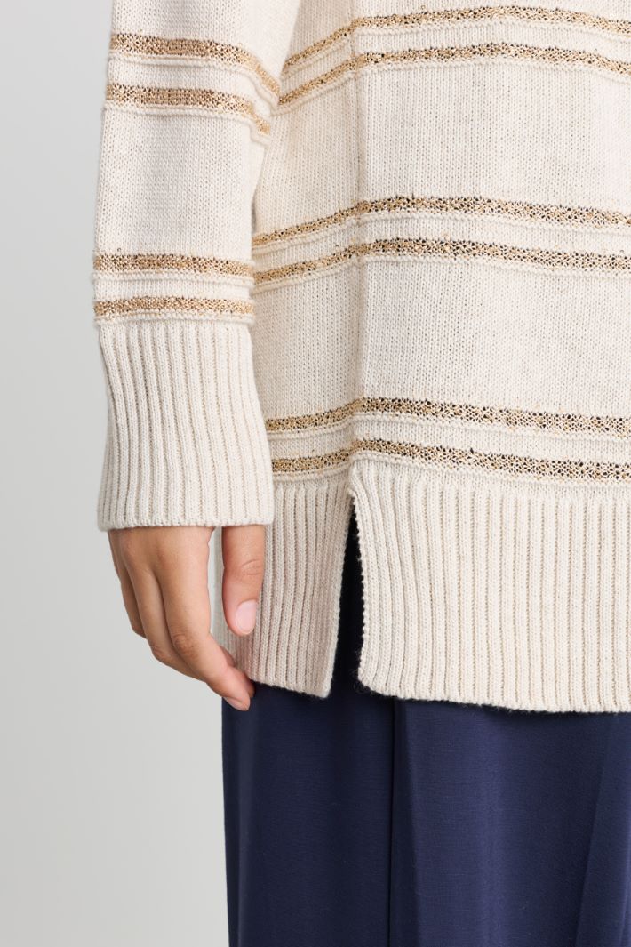 Maglia con paillettes - BEIGE ORO - Intrend - 3