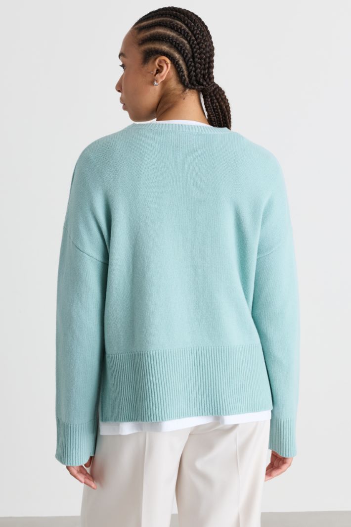 Boxy-Strickpullover mit Schlitzen - HELLBLAU - Intrend - 4