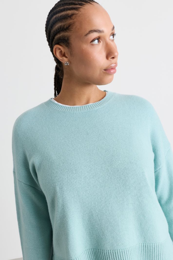 Boxy-Strickpullover mit Schlitzen - HELLBLAU - Intrend - 3