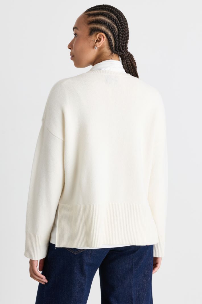 Boxy-Strickpullover mit Schlitzen - WEISS - Intrend - 4