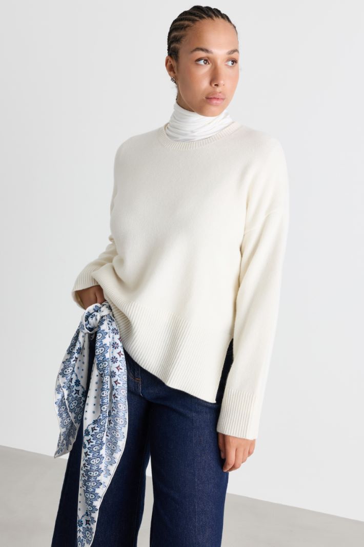 Boxy-Strickpullover mit Schlitzen - WEISS - Intrend - 2