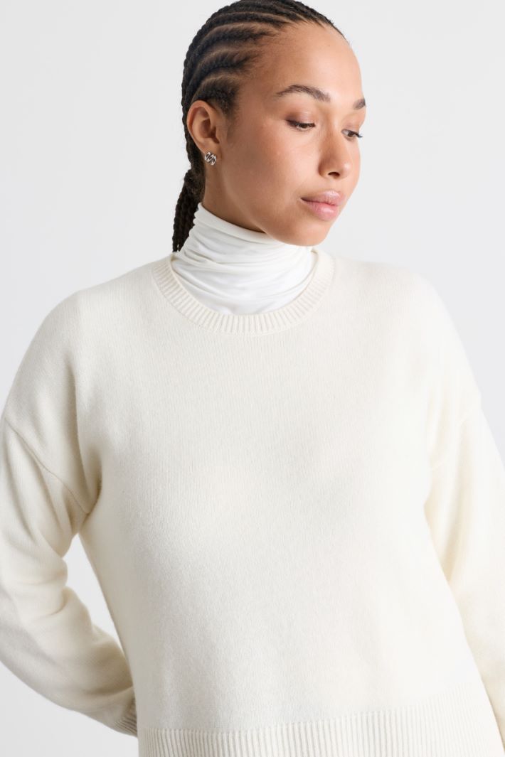 Boxy-Strickpullover mit Schlitzen - WEISS - Intrend - 3