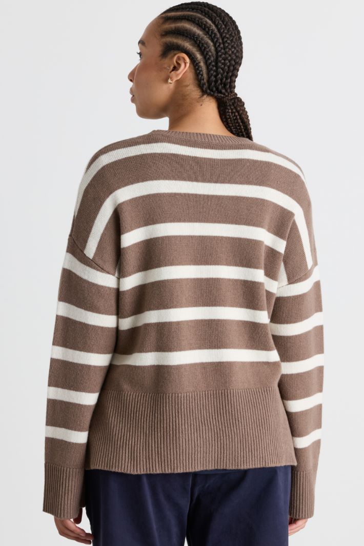 Pull boxy à fentes - BEIGE BLANC - Intrend - 4