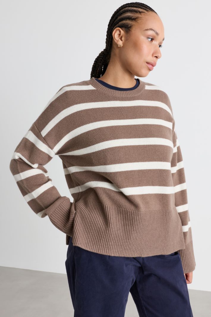 Pull boxy à fentes - BEIGE BLANC - Intrend - 2
