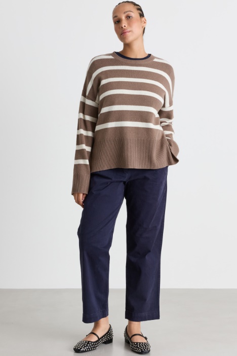 Boxy-Strickpullover mit Schlitzen - Intrend
