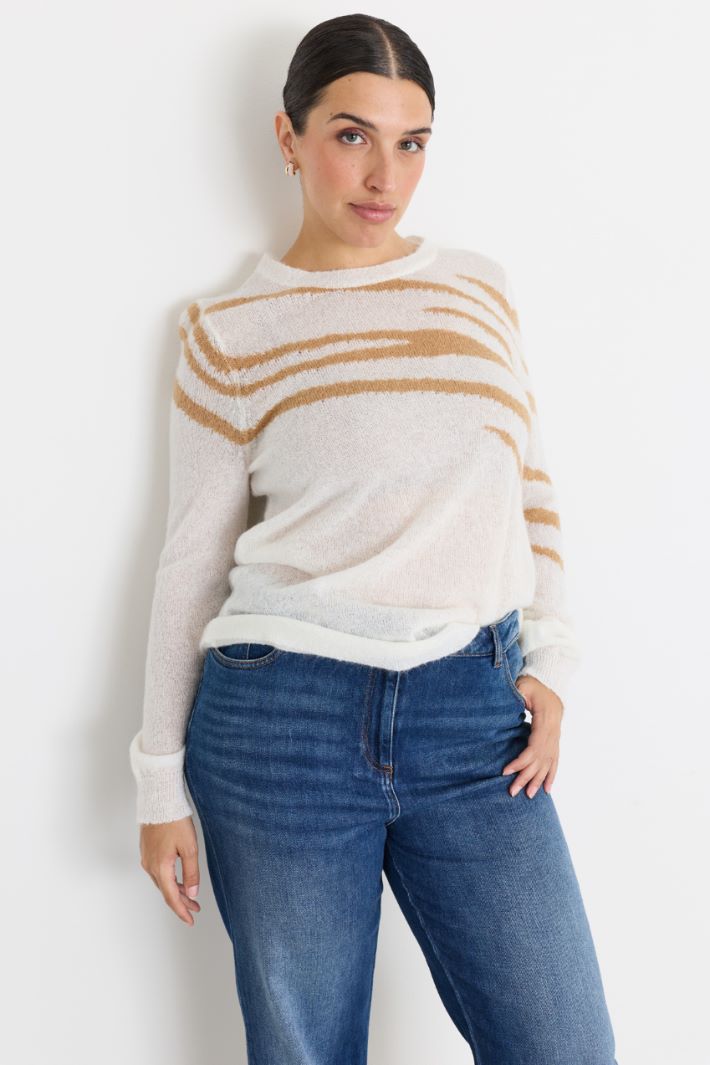 Intarsia jumper - WHITE CAMEL - Intrend - 2