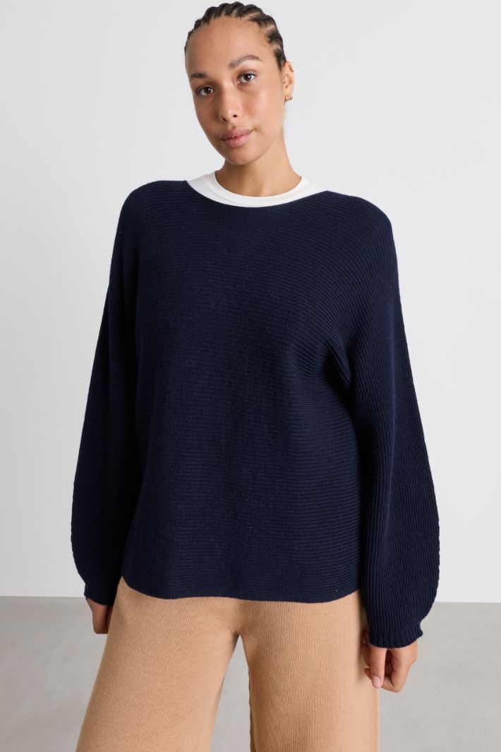 Kimono-sleeve jumper - BLUE - Intrend - 2