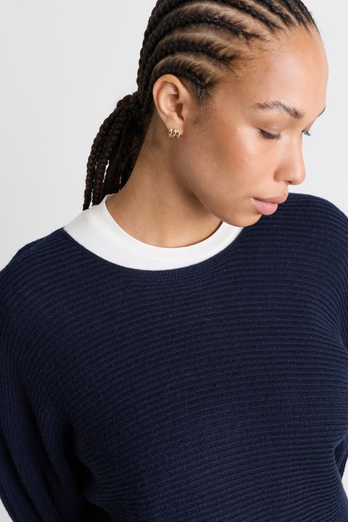 Kimono-sleeve jumper - BLUE - Intrend - 3
