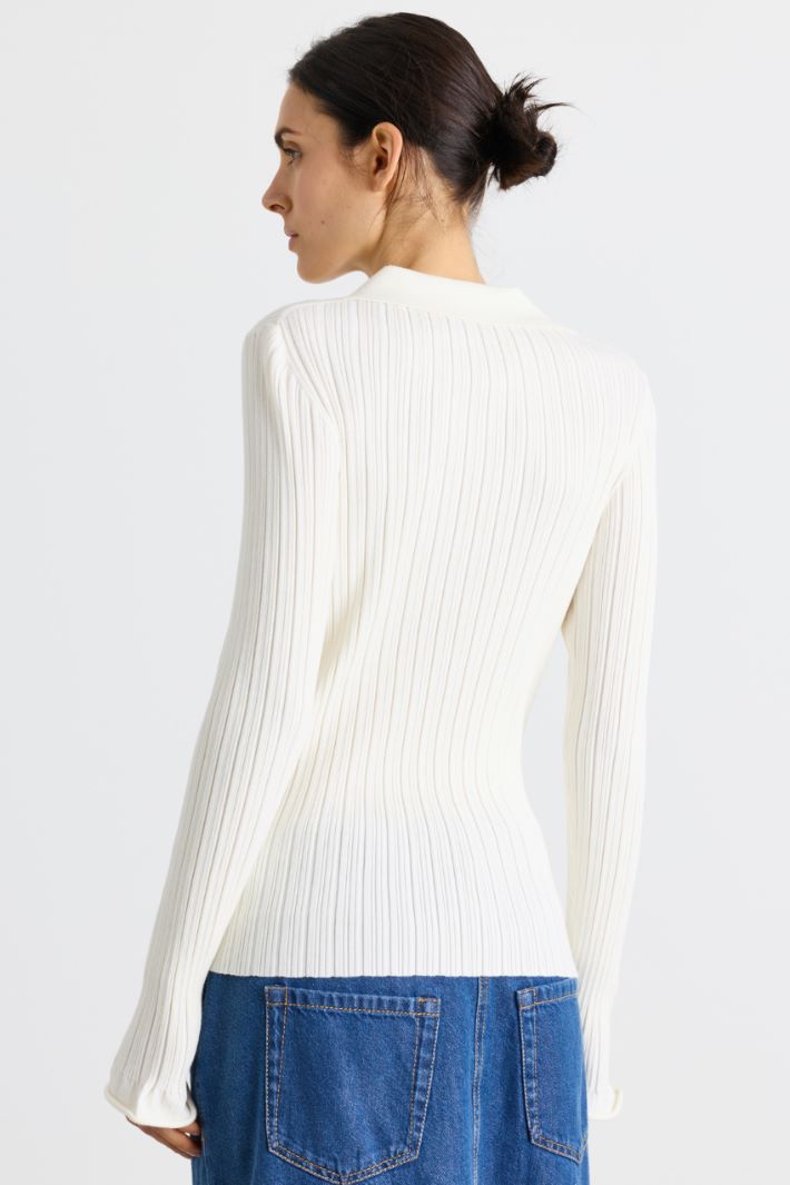 Polo-Collar Jumper - WHITE - Intrend - 4