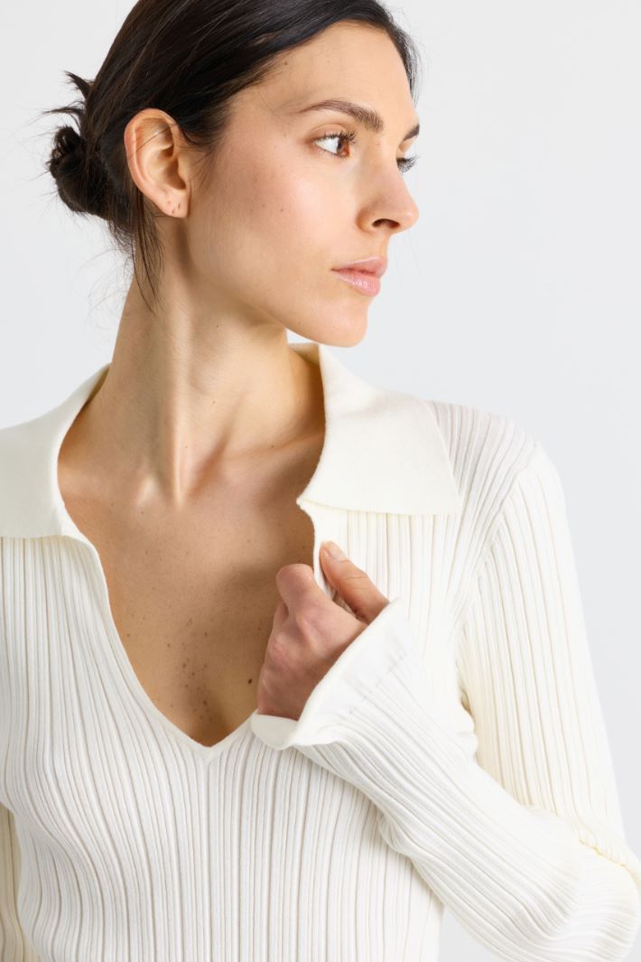 Polo-Collar Jumper - WHITE - Intrend - 3
