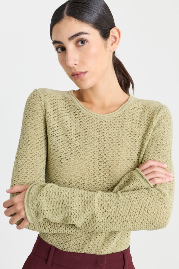 Pull à maille ajourée - VERT - Intrend - 3