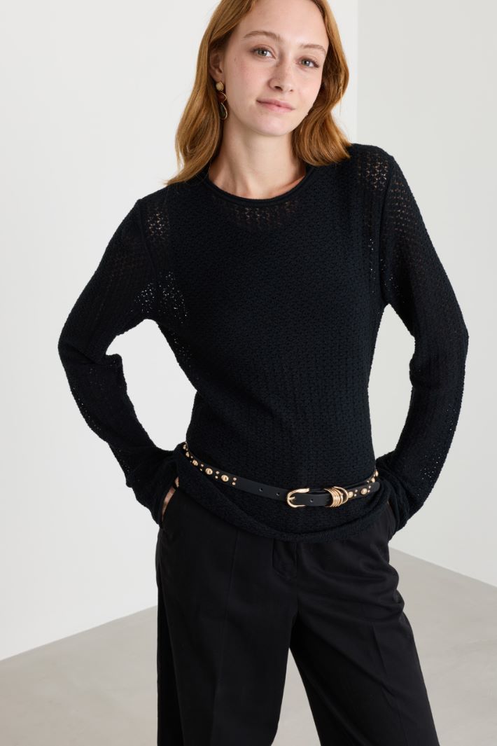 Maglia a punto pizzo - NERO - Intrend - 2
