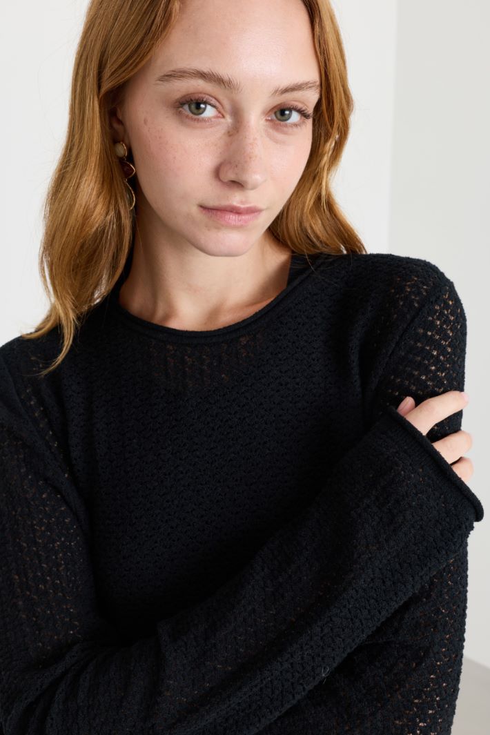 Maglia a punto pizzo - NERO - Intrend - 3