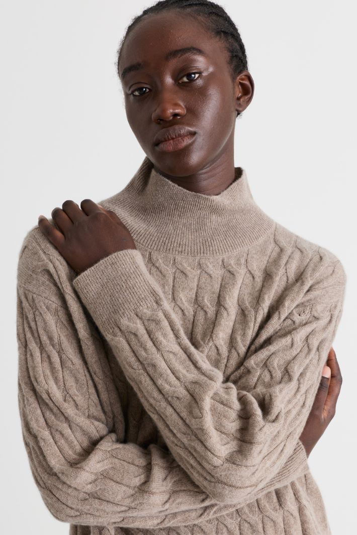 Maglia a trecce - BEIGE - Intrend - 3