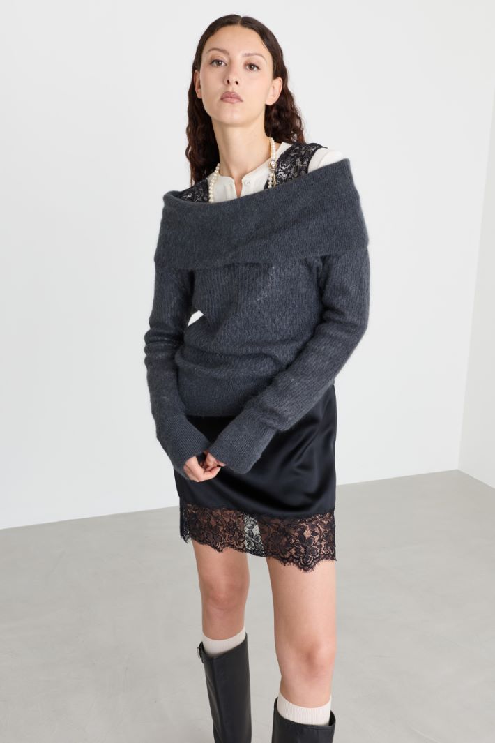 Cowl neck jumper - GREY - Intrend - 2