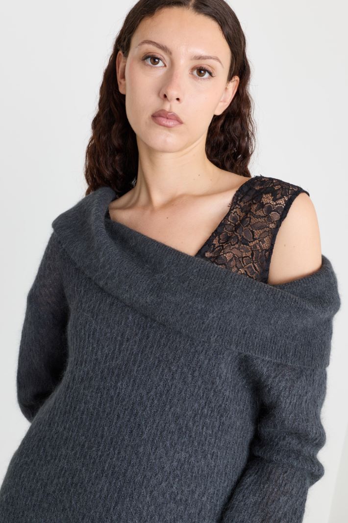 Cowl neck jumper - GREY - Intrend - 3