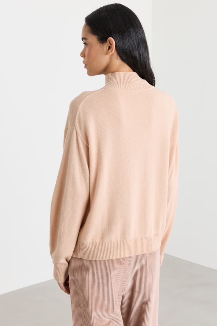 Polo neck jumper in pure cashmere - PINK - Intrend - 4