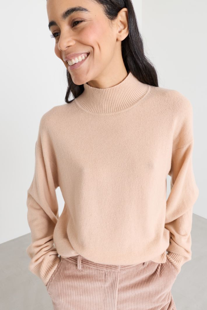 Polo neck jumper in pure cashmere - PINK - Intrend - 3