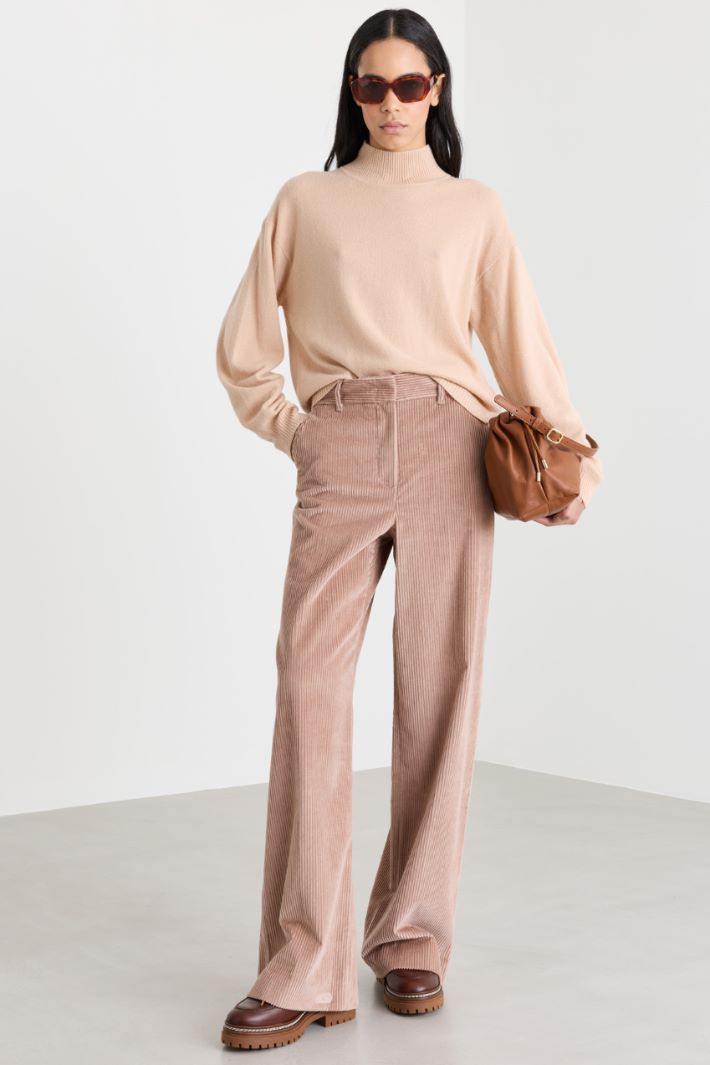 Polo neck jumper in pure cashmere - PINK - Intrend