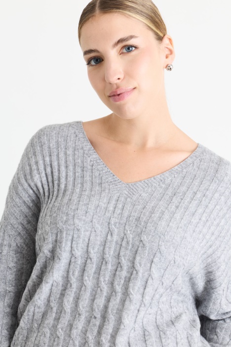 Maglia oversize a trecce e coste