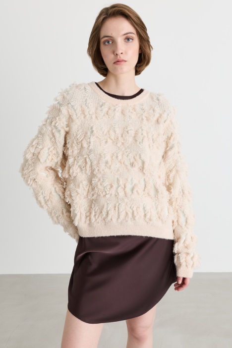 Furry-Texture Boxy Jumper - Intrend
