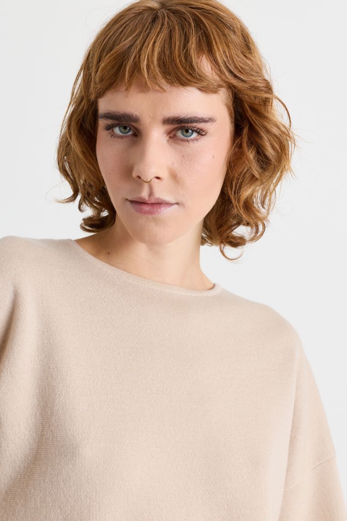 Maglia a spalla scesa - BEIGE - Intrend - 3