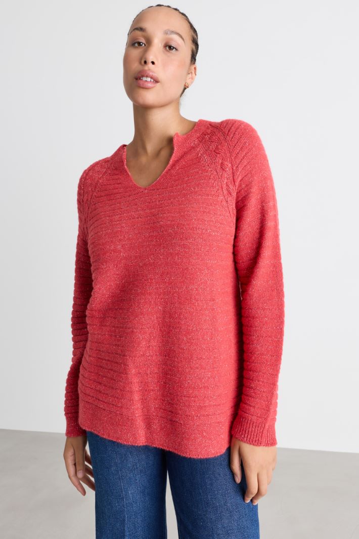 Pullover mit Zopfmuster - ROT - Intrend - 2
