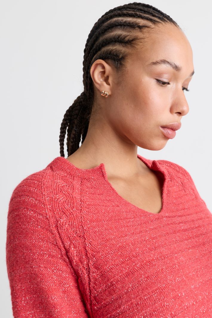Pullover mit Zopfmuster - ROT - Intrend - 3