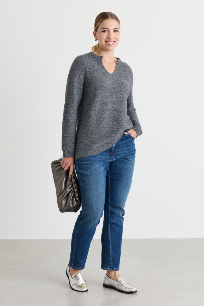 Pullover mit Zopfmuster - GRAU - Intrend