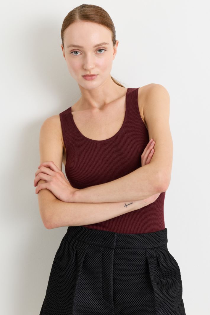 Top en maille - BORDEAUX - Intrend - 3