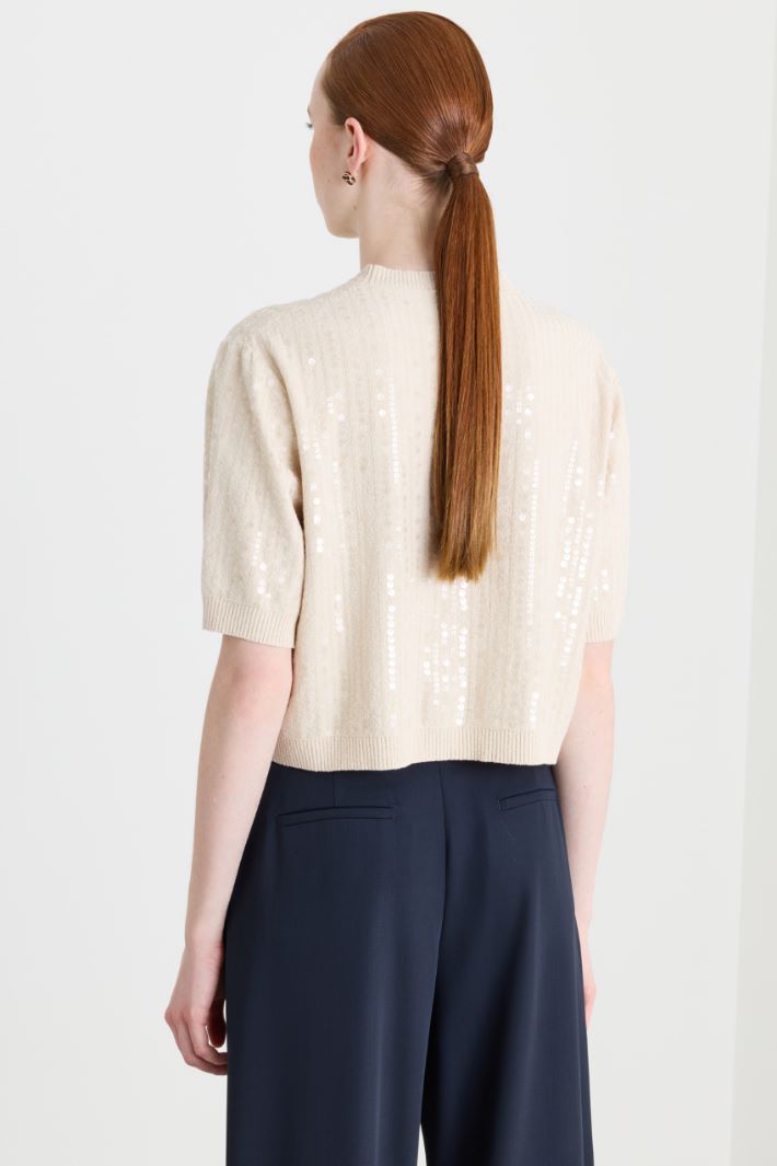 Strickshirt mit Pailletten - ELFENBEIN - Intrend - 4
