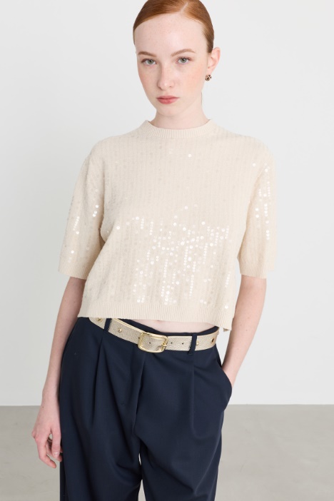 Strickshirt mit Pailletten - Intrend