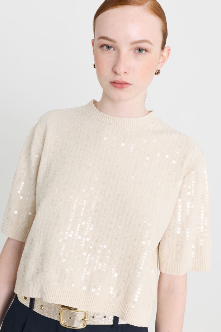 Strickshirt mit Pailletten - ELFENBEIN - Intrend - 3