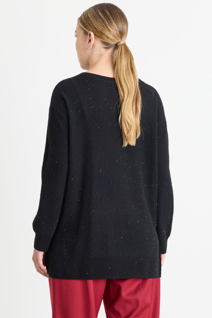 Micro-sequinned jumper - BLACK - Intrend - 4