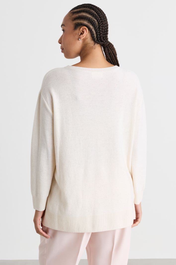 Micro-sequinned jumper - WHITE - Intrend - 4