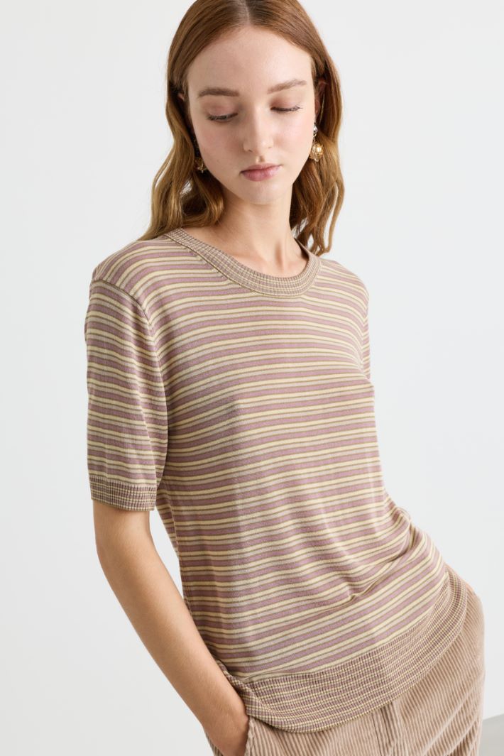 Short-sleeved jumper - PINK - Intrend - 3