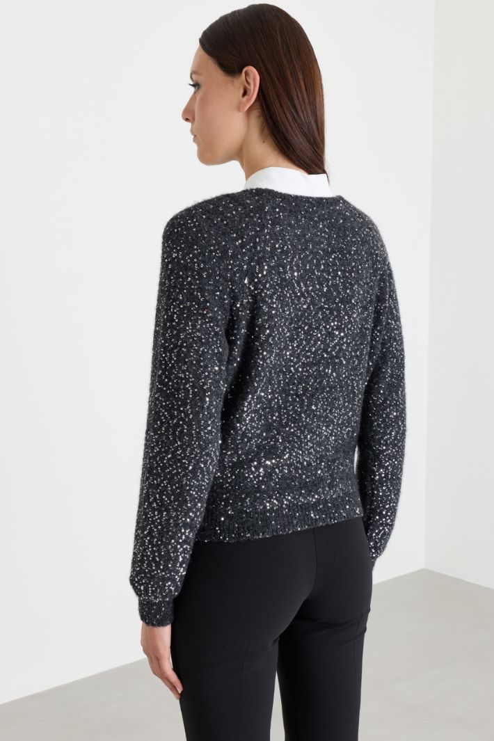 Boxy sequinned jumper - GREY - Intrend - 4