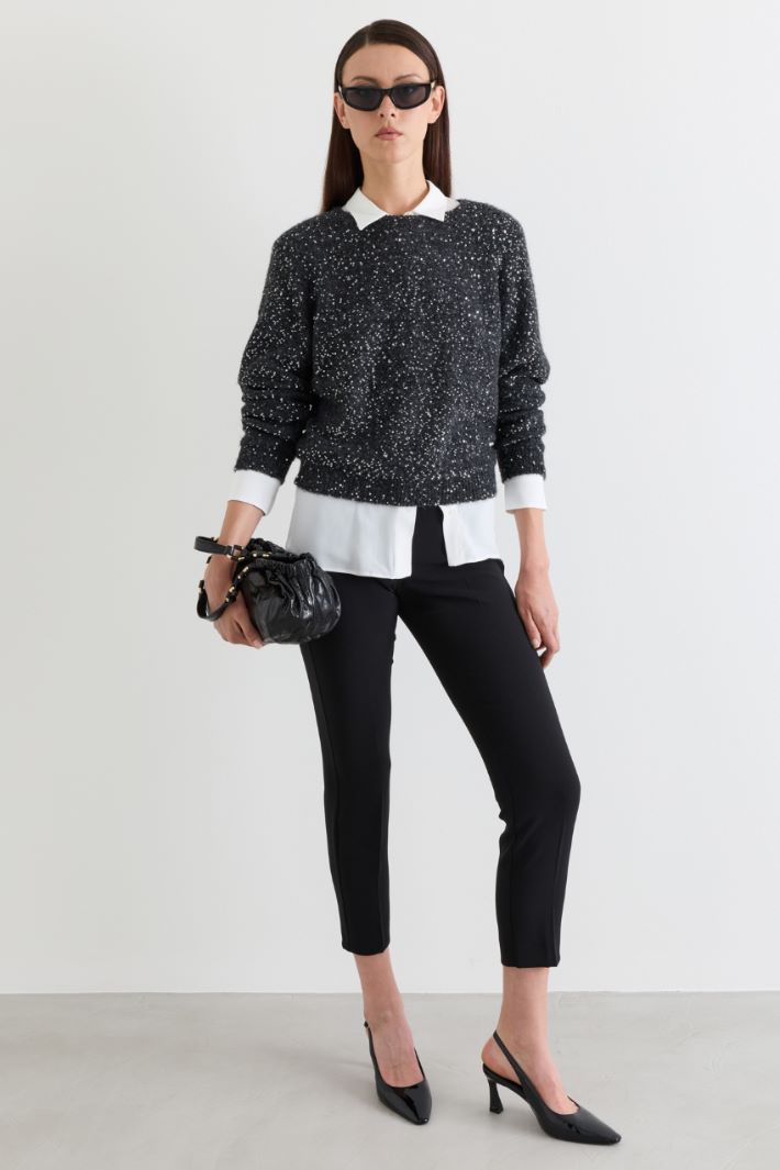 Boxy sequinned jumper - GREY - Intrend