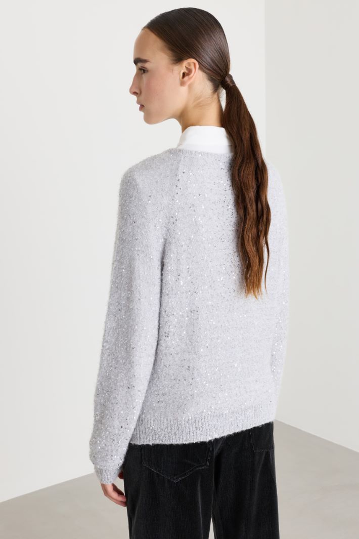 Maglia boxy con paillettes - GRIGIO - Intrend - 4