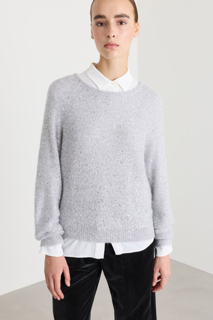 Maglia boxy con paillettes - GRIGIO - Intrend - 2