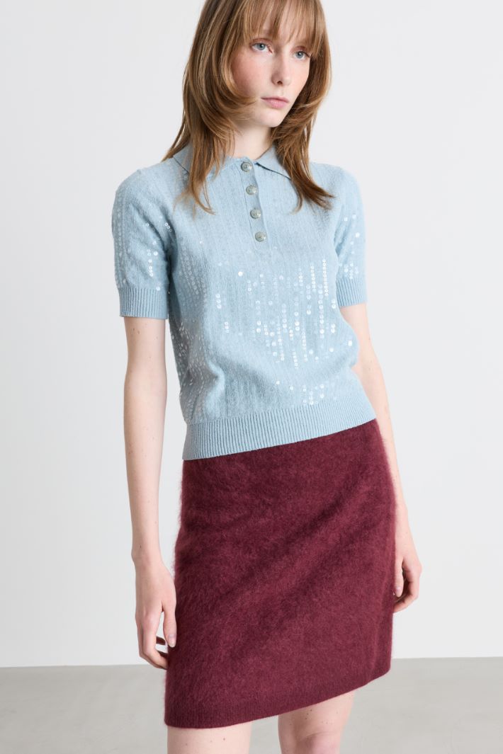 Polo à sequins - BLEU CLAIR - Intrend - 2