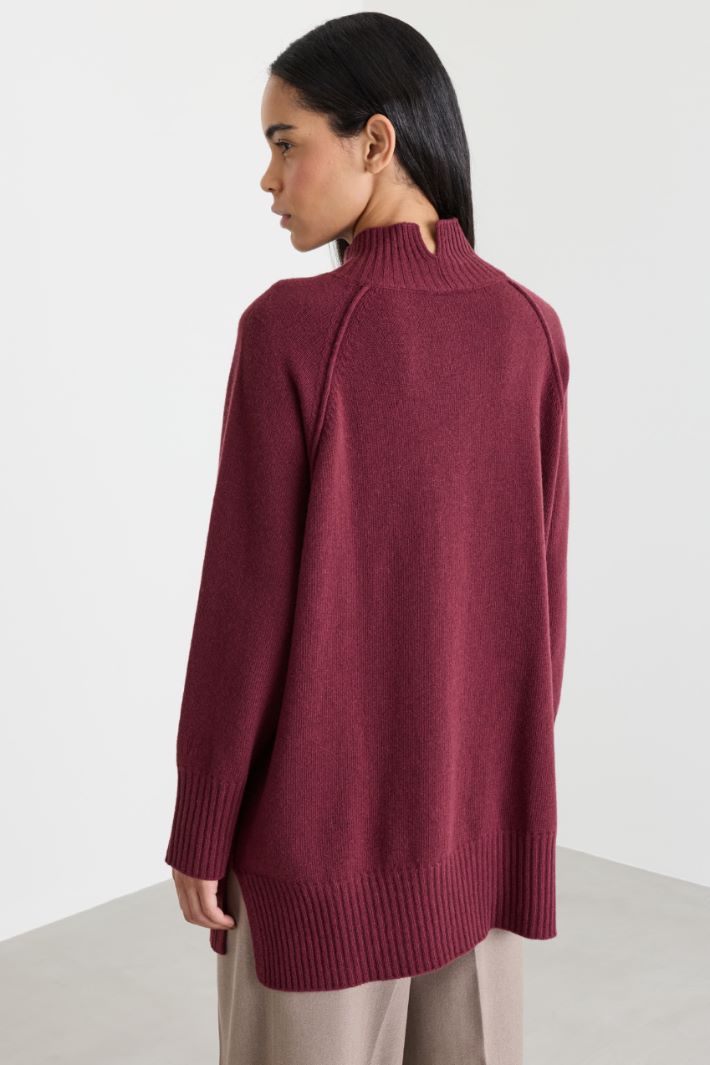 Polo neck jumper - BORDEAUX - Intrend - 4