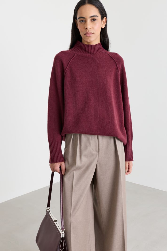 Polo neck jumper - BORDEAUX - Intrend - 2