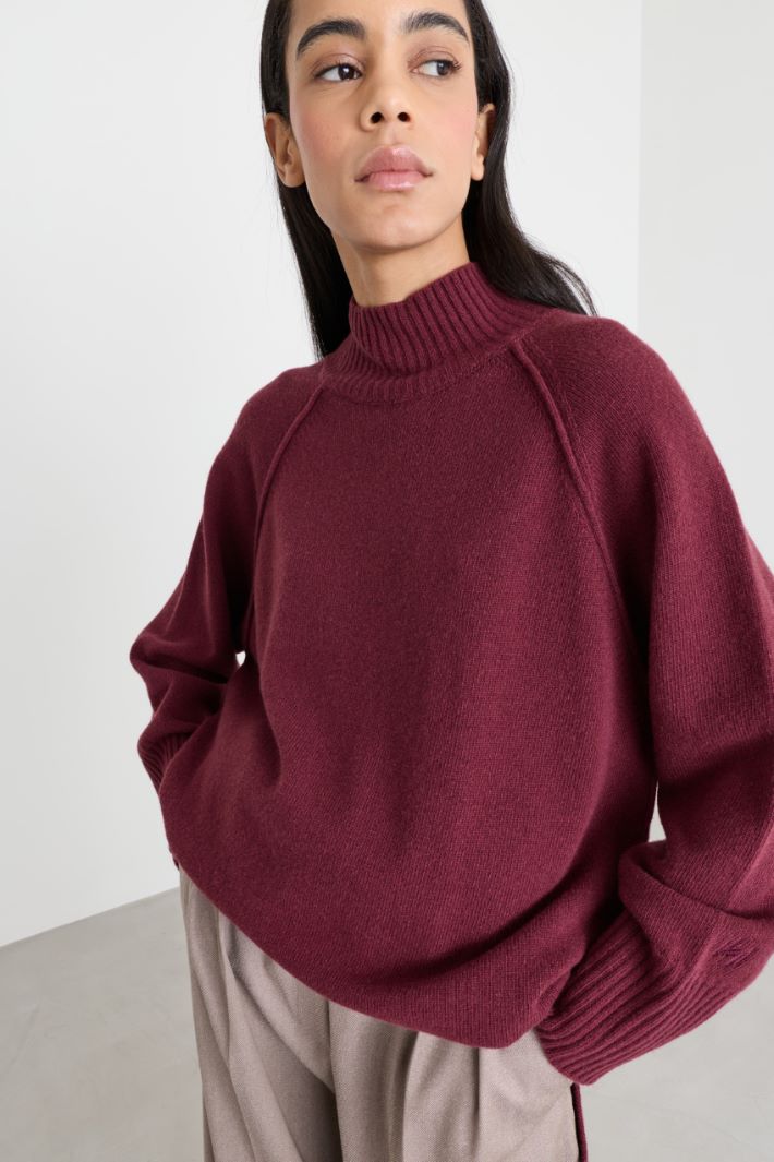 Polo neck jumper - BORDEAUX - Intrend - 3