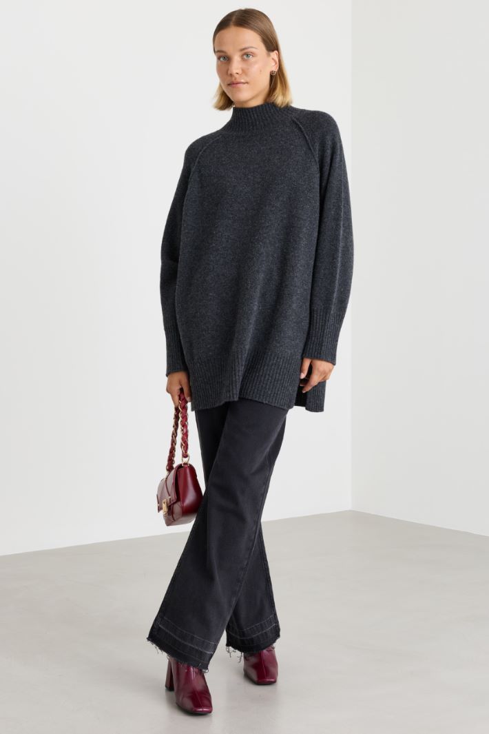 Polo neck jumper - GREY - Intrend