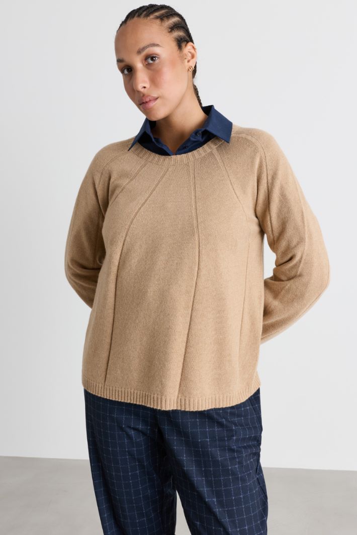 Sunray-Ribbed Jumper - CAMEL - Intrend - 2