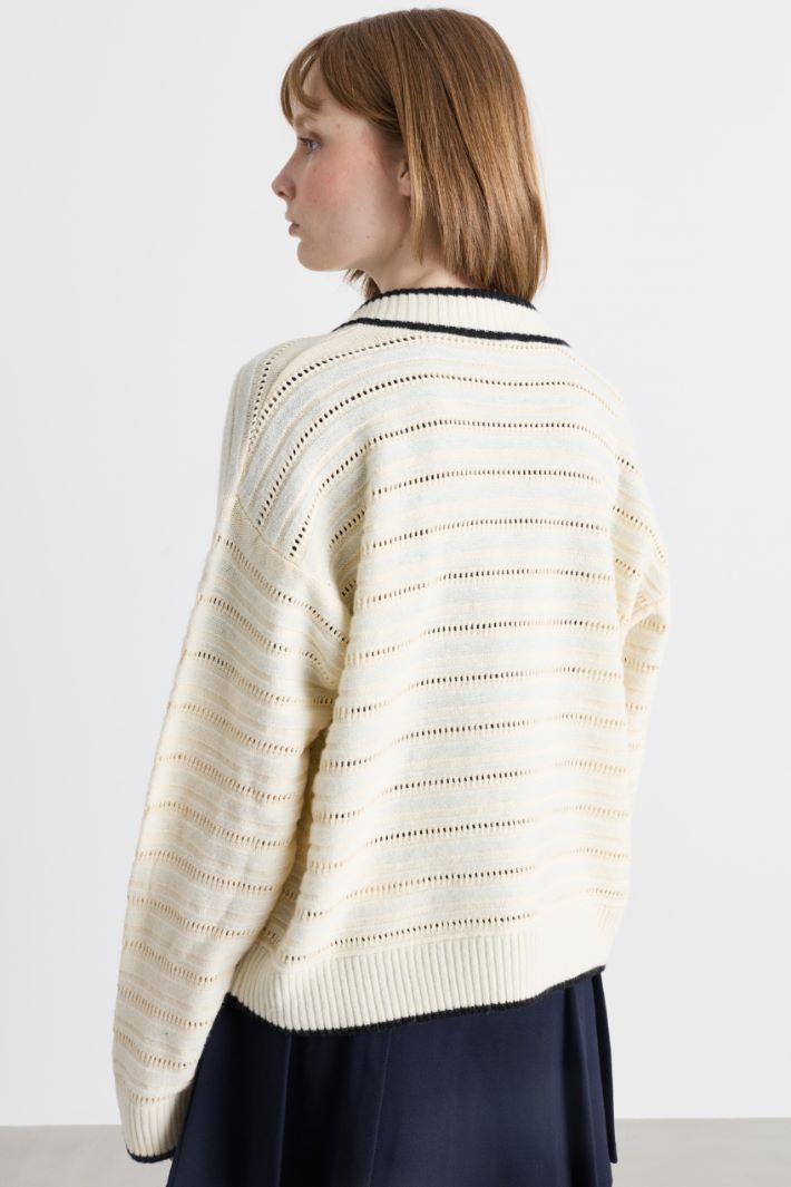 Open-knit jumper - WHITE - Intrend - 4