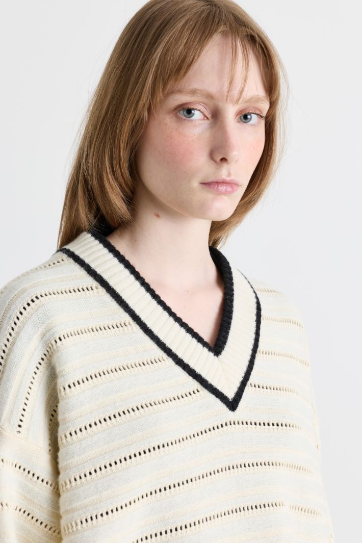 Open-knit jumper - WHITE - Intrend - 3